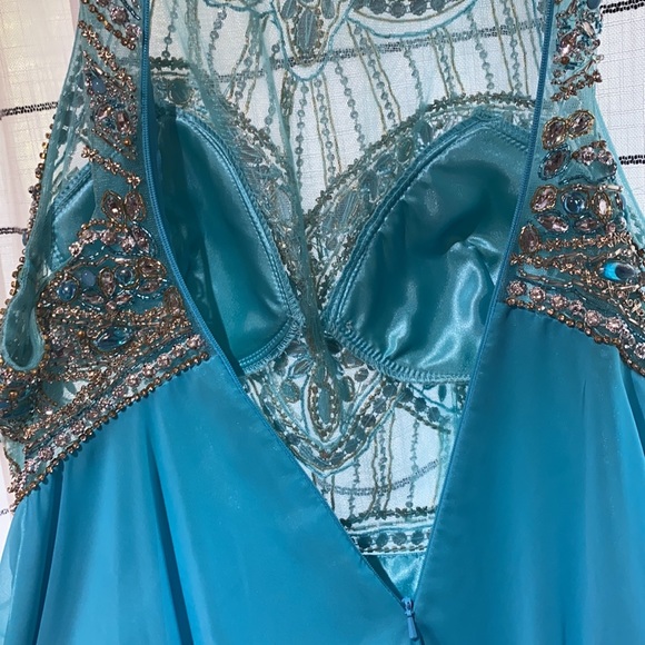 Blue Rhinestone Prom Dress - Picture 4 of 7